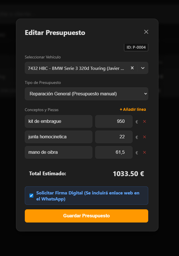 Editar Presupuesto